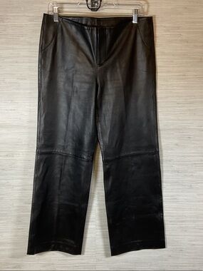 Reformation Veda Vida Leather Low Rise Pants Black 6P